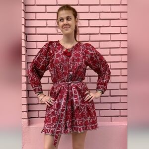 Cleobella Burgundy Floral Long Sleeve Dress